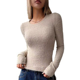 Round-neck Comfortable Warm Long Sleeves Knitted Top - Heritage cosmetics and beauty care