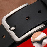 Cowhide Pin Buckle Belt Men's Single-layer Leather Punching Belt