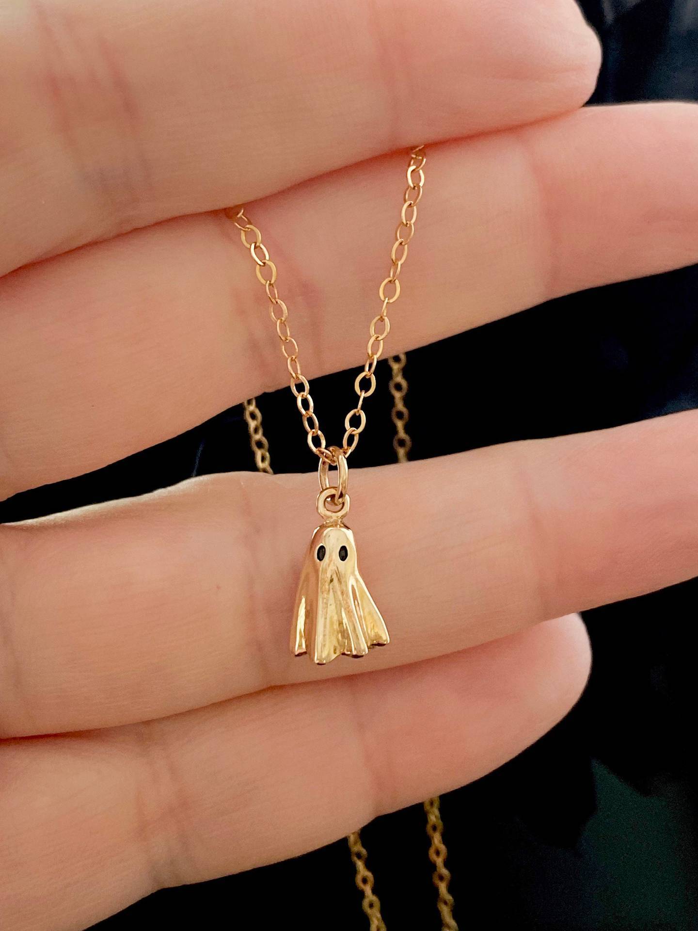 18K Gold & Small Plated Ghost Ghost Pendant Necklace - Heritage cosmetics and beauty care