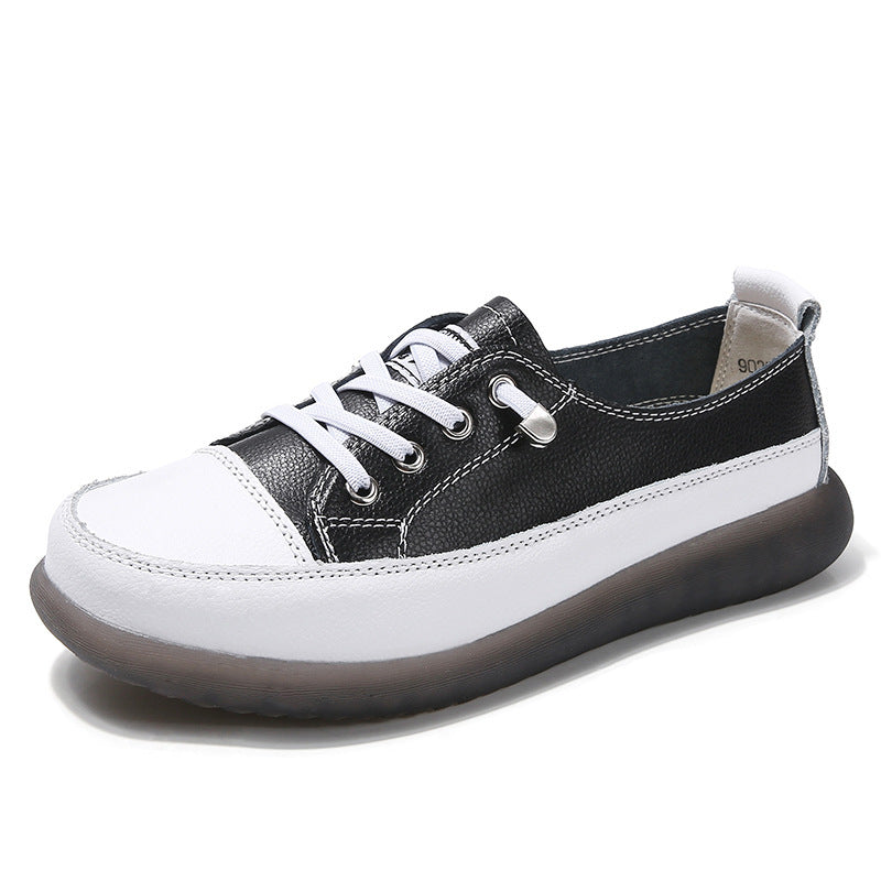 Women's Fashionable Casual Soft Bottom Leather Low-cut Sneakers - Heritage cosmetics and beauty care