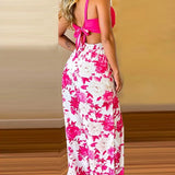 Women's Printed Contrast Wide Leg Pant Set - Heritage cosmetics and beauty care