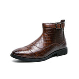 Autumn And Winter Plus Size Crocodile Pattern For Men Ankle Boots