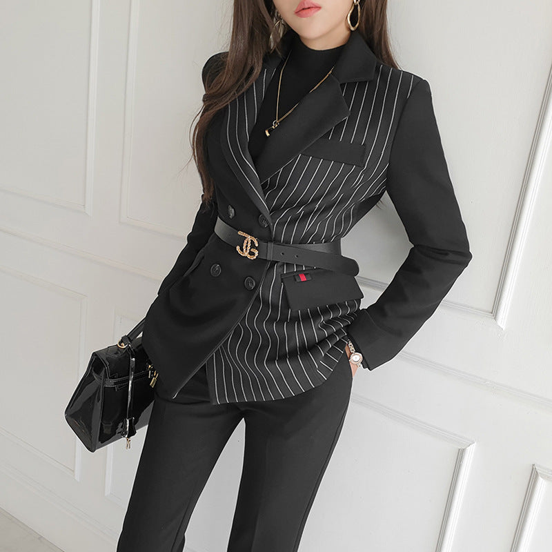 Women Set New Striped Blazer Slim Pants - Heritage cosmetics and beauty care