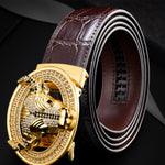 Automatic Buckle  Leather With Diamond-studded  Pattern Bull Head Belt - Heritage cosmetics and beauty care