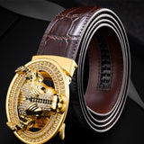 Automatic Buckle  Leather With Diamond-studded  Pattern Bull Head Belt - Heritage cosmetics and beauty care