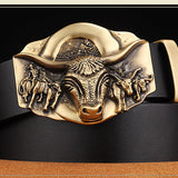 Cowhide Leather  Belt With Copper Buckle - Heritage cosmetics and beauty care