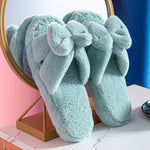 Bowknot Plush Slippers Plush Cotton Slippers - Heritage cosmetics and beauty care