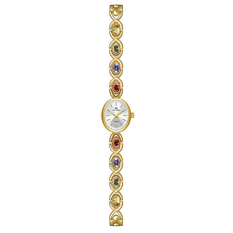 Mid-ancient Fashion Oval Colored Gems Rainbow Light Luxury Watch - Heritage cosmetics and beauty care